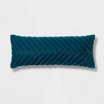 Oversized Oblong Pleated Velvet Decorative Throw Pillow - Threshold™
