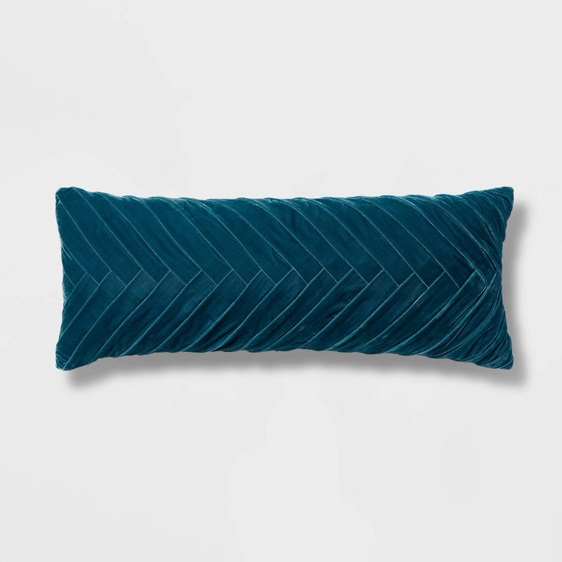 Oversized Oblong Pleated Velvet Decorative Throw Pillow - Threshold™, 1 of 9
