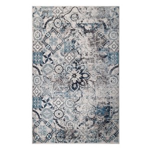 Vintage Traditional Distressed Floral Medallion Indoor Runner or Area Rug by Blue Nile Mills - 1 of 4