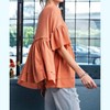 Women's Crinkled Henley Tunic Top - Easel - 2 of 3