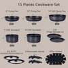 Aoibox Ceramic Nonstick Cookware Set with Detachable Handle, Healthy PFOA & PTFE Free, Dishwasher & Oven Safe, Induction Compatible, 15-Piece Grey - 3 of 4