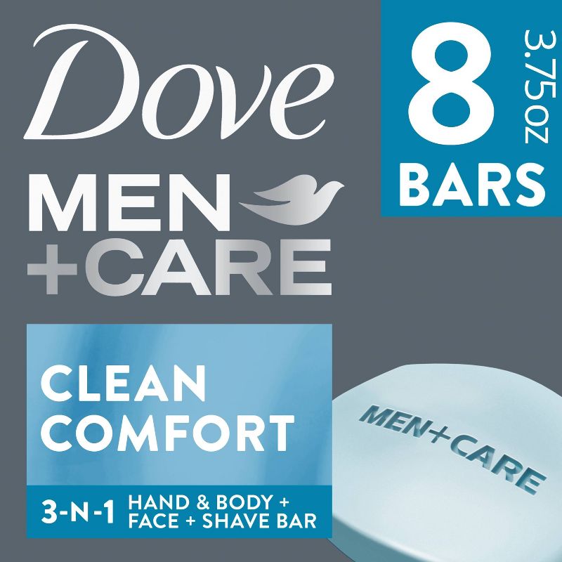 Dove Men+Care Clean Comfort Body &#38; Face Bar Soap - 8pk - 3.75oz each, 1 of 7