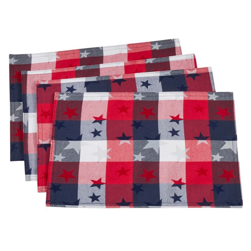 Saro Lifestyle Americana Checkered Placemat, 13"x19" Oblong, Multi (Set of 4), 1 of 4