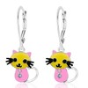 Chanteur Hypoallergenic Kids Jewelry Accessories Pink Enamel CZ White Gold Palladium Plating Earrings leverback is made from 925 Sterling silver - 3 of 4