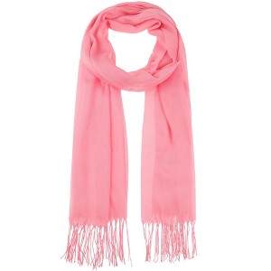 INSPIRE CHIC Gender Neutral Plain Cashmere Imitation Winter Warm Solid Color Fringe Long Scarves 1Pc - 1 of 4