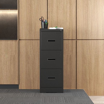 NicBex Locking File Cabinet with Drawers, Metal Space Saving Vertical Cabinet for Home & Office, Fits Letter/A4/Legal Files, Assembly Required, Black