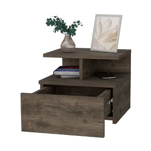 NicBex Wall-mounted Nightstand with 2-Tier Open Shelf Modern End Table with 1-Drawer for Bedroom,Living Room - 1 of 4