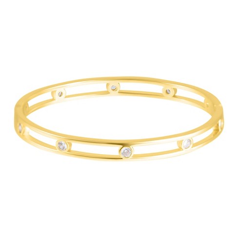 Adornia 14k Gold Plated Studded CZ Bangle Bracelet - image 1 of 3