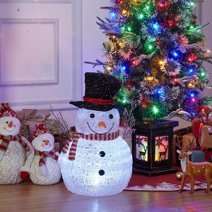 Whizmax 2Ft Christmas Snowman Decorations with Rotation Led Light, Pre-Lit Outdoor Snowman Wear Hat Scarf,Xmas Decor for Home Holiday Party - 1 of 4