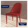 LeisureMod Dining Chair Upholstered in Leather with Metal Legs Set of 2 Seville Collection - 4 of 4