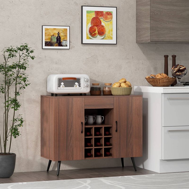 Costway Buffet Sideboard Cabinet Wine Bar Cabinet with Drawer & Adjustable Shelves, 2 of 11