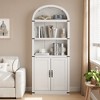 Bookcase with Doors Arched Bookshelf 71.65in Tall Bookcase Farmhouse Cabinet with Shelves Wooden Bookshelves for Home Office, Living Room - 3 of 4