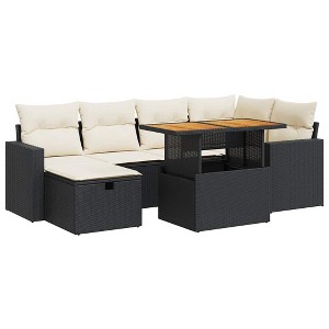 vidaXL Garden Sofa Set Black - Black and Cream with Storage - 1 of 4