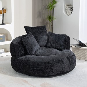 MOONMISS Chenille High-Density Foam Soft Bean bag Chair with 3 Pillows and Wide Backrest - 1 of 4