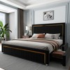 AMERLIFE Upholstered Platform LED Bed Frame with 4 Storage Drawers, Adjustable Headboard with Vertical Channel Design - 2 of 4