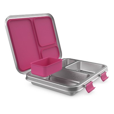 Fuchsia Stainless Steel Leak-Resistant Bento Lunch Box with Silicone Container
