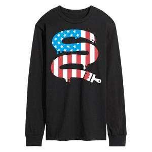 Men's - Instant Message - Paintbrush Painting American Flag Long Sleeve Graphic T-Shirt - 1 of 4