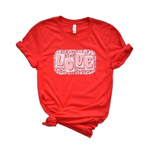 Simply Sage Market Women's Love Leopard Blocks Short Sleeve Graphic Tee - 1 of 3