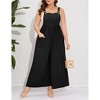 Coolmee Womens Plus Size Jumpsuit Wide Leg Adjustable Straps Romper Waist Loose Fit Overalls with Pockets - 3 of 4