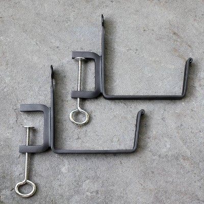 Black Steel 6" Clamp-On Flower Box Bracket Set