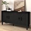 4-Door Vintage Storage Cabinet Rustic American Sideboard Farmhouse Credenza Wood Buffet Accent Cabinet, Symmetrical Sunburst Door Design-ModernLuxe - 4 of 4