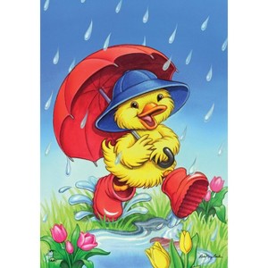 April Showers Duck Spring House Flag Umbrella 28" x 40" Briarwood Lane - 1 of 4