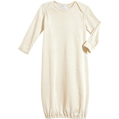 Image of City Threads USA-Made Organic Cotton Super-Soft Baby Rib Gown | Oatmeal - Newborn