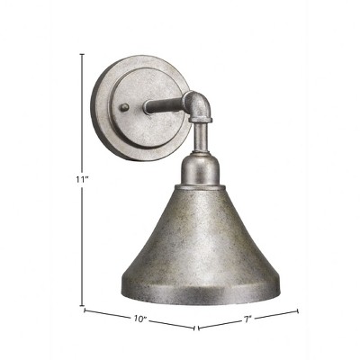 Toltec Lighting Vintage 1 - Light Sconce in  Aged Silver with 7" Aged Silver Cone Metal Shade Shade