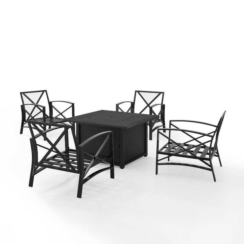 Crosley 5pc Kaplan Outdoor Patio Conversation Set with Dante Fire Table & 4 Arm Chairs, 4 of 16