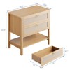Rattan Night Stand Set of 2, Boho Nightstand with 2 Drawers and Storage Shelf, Modern Farmhouse Nightstand, Side Tables for Living Room, Bedroom - 3 of 4