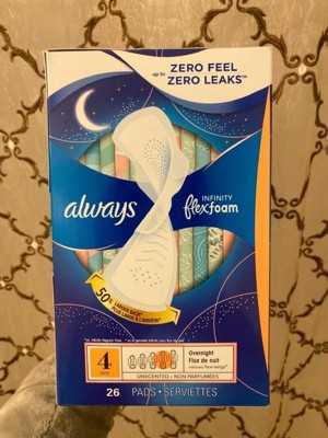 Always Infinity Size 4 Overnight Unscented Pads With Wings, 26 ct - Baker's