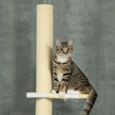 Adjustable Yellow Sisal Floor-to-Ceiling Cat Tree with Toy Ball