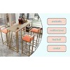 Aukfa Luxury Gold 5-piece Bar Table and Chair Set - with Sponge Cushion Backrest and Storage Function, Suitable for Home - 4 of 4