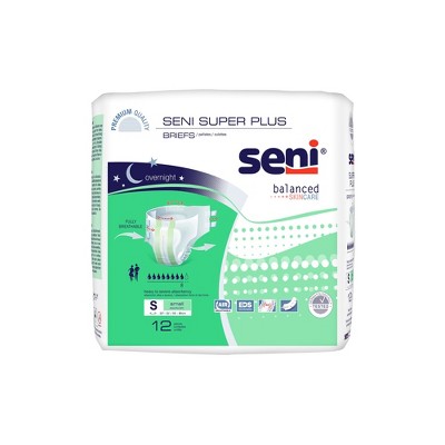 Seni Super Plus Adult Incontinence Brief S Heavy Absorbency Breathable / Overnight, S-SM12-BP1, Heavy to Severe