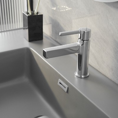 Polished Chrome Single Handle Modern Bathroom Faucet