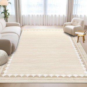 2x6 Runner Rug Washable Rugs Scalloped Border Rugs Non Slip Kitchen Runner Rug Stain Resistant Carpet - 1 of 4