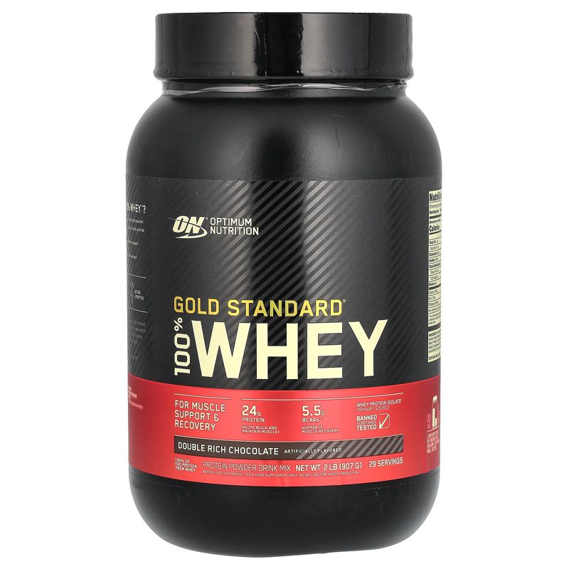 Optimum Nutrition Gold Standard 100% Whey, Double Rich Chocolate, 2 lb (907 g), 1 of 3