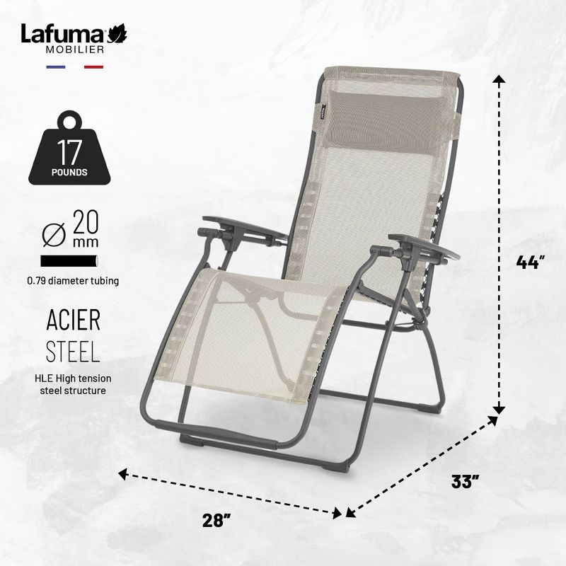 Lafuma Futura Zero Gravity Outdoor Steel Framed Lawn Recliner Chair, 3 of 9