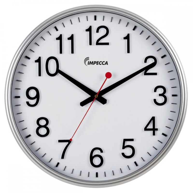Impecca 18-inch Quiet Movement Wall Clock - Silver Frame, 2 PACK, 2 of 4