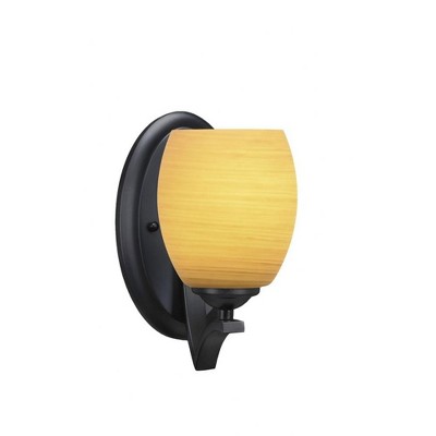 Toltec Lighting Zilo 1 - Light Sconce in  Matte Black with 5" Cayenne Linen Shade