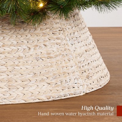 Washed White Woven Hyacinth Christmas Tree Collar