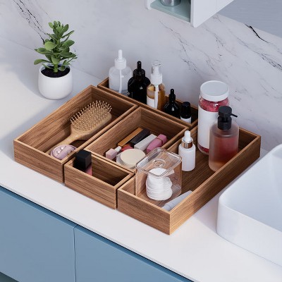Seville Classics 10-Piece Acacia Wood Pantry Kitchen Drawer Storage Organizer Box Set — фото 2
