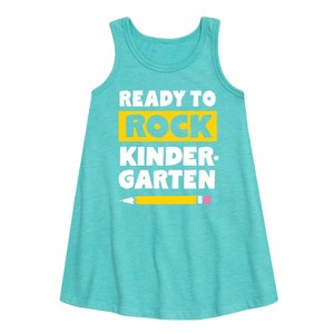 - Instant Message - Ready to Rock Kindergarten Graphic Sleeveless Aline Dress - 1 of 4