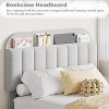 Kids Boucle Upholstered Bed Frame with Bookcase Headboard and 2 Storage Drawers, Noise-Free Platform Bed - 4 of 4