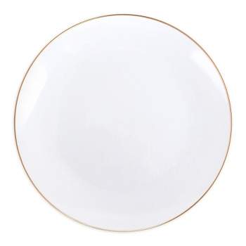 Smarty Had A Party 10.25" White with Gold Rim Organic Round Disposable Plastic Dinner Plates (120 Plates)