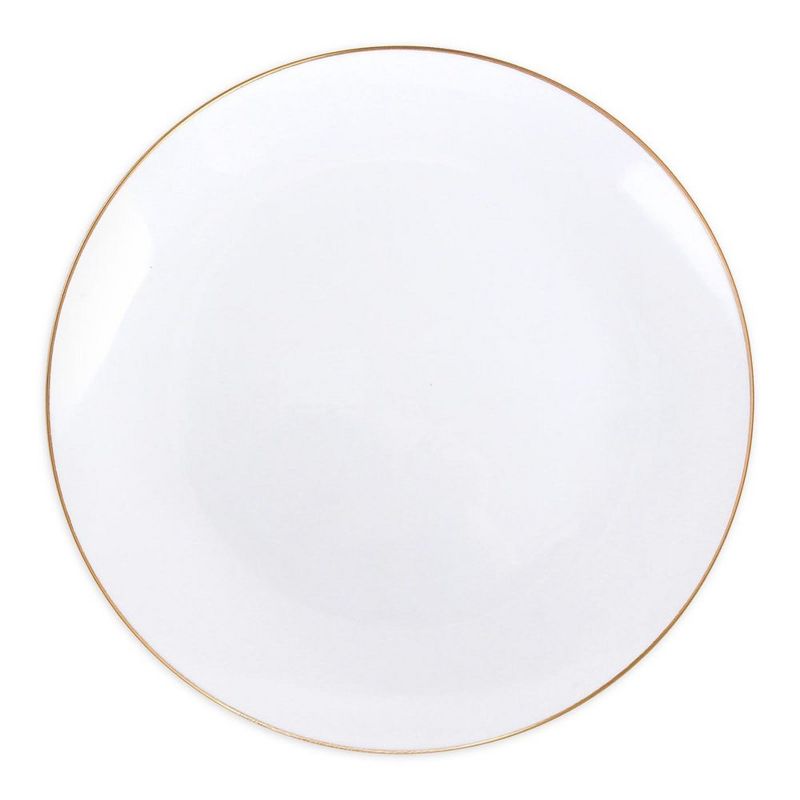 Smarty Had A Party 10.25" White with Gold Rim Organic Round Disposable Plastic Dinner Plates (120 Plates), 1 of 3
