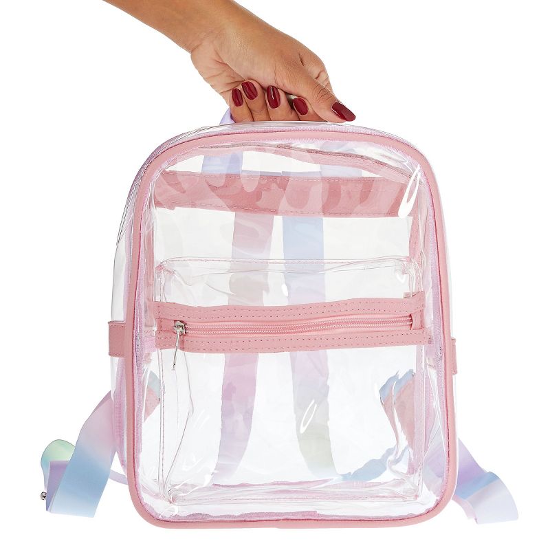 Clear Mini Backpack with Front Pocket and Tie Dye Straps, Transparent Backpack for Concerts, Sporting Events (9 x 5 x 11 In), 2 of 5