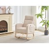 Faux Leather Nursery Glider Chair with Rubber Wood Legs – Rocking Accent Armchair for Living Room, Bedroom - 4 of 4