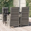 vidaXL 5 Piece Patio Dining Set with Cushions Black and Gray Poly Rattan - 55.1" Table Length Gray 4x Chair + Table - 2 of 4