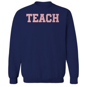 Social Collective Men's Pink Teach Long Sleeve Graphic Cotton Pullover Sweatshirt - 1 of 3